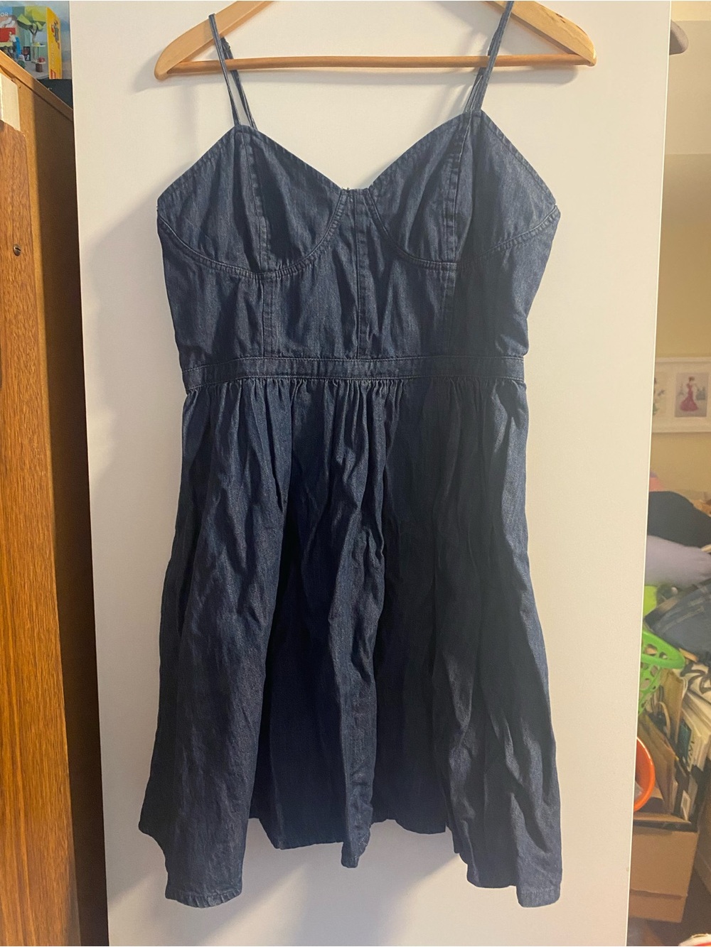 🍋Women's Navy Denim Sundress - Classic Strappy Dress